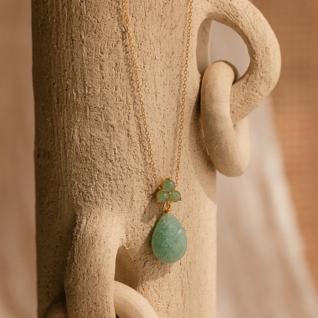 Jade Teardrop Necklace-Necklaces-Caitlyn Minimalist