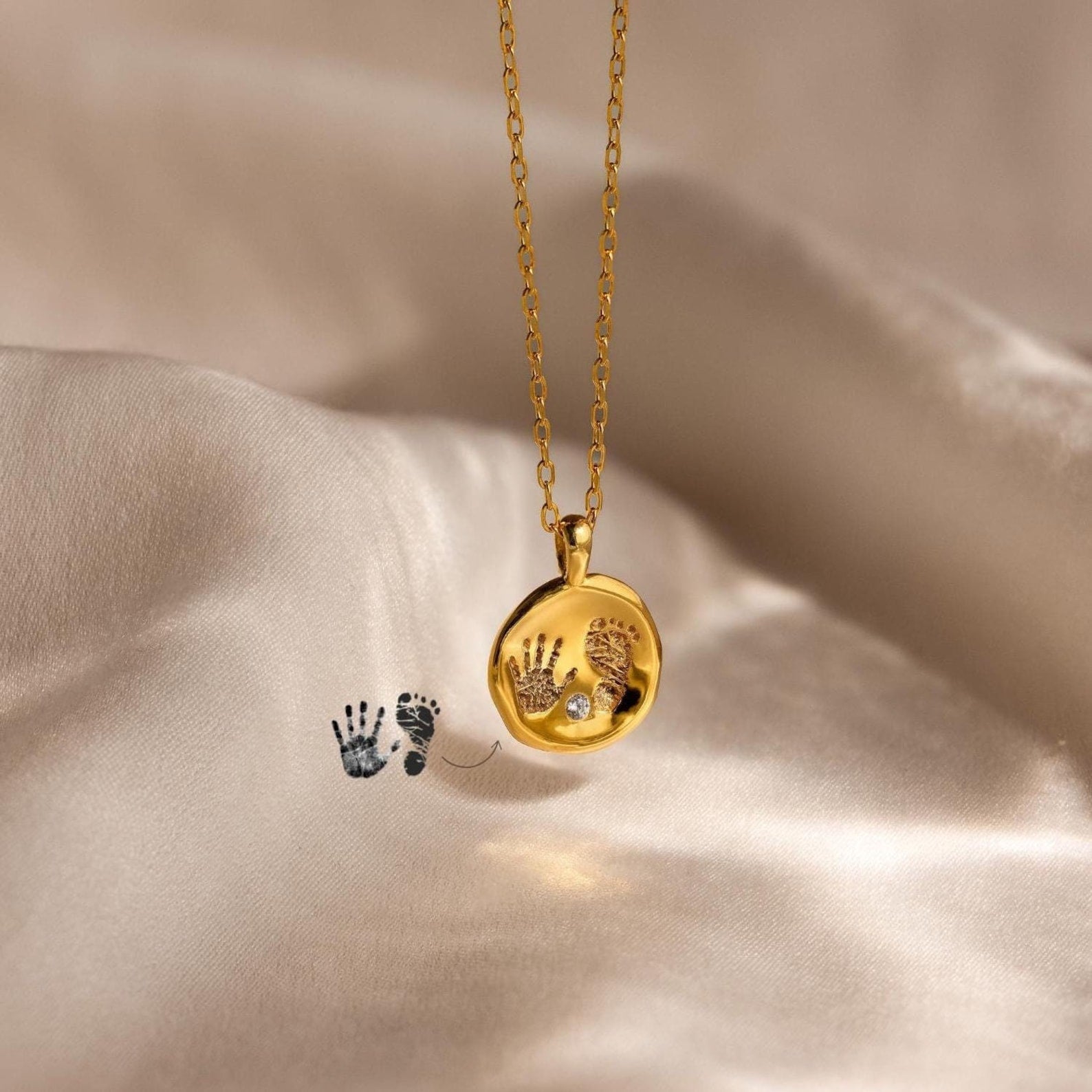 Baby Handprint Coin Necklace