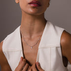 Rain Drop Station Necklace in Silver