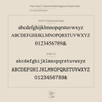 Font chart showing two serif fonts with uppercase, lowercase letters, and numbers 0–9—perfect for customizing your Custom Pave Hexagon Ring or creating a personalized minimalist ring design.