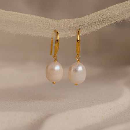 Dangling Pearl Drop Gemstone Earrings | Caitlyn Minimalist