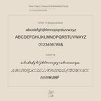 A comparison chart of two minimalist fonts for the Sideways Initial Necklace In Box Chain, perfect for designing personalized jewelry, showing uppercase, lowercase letters, and numbers for each style.