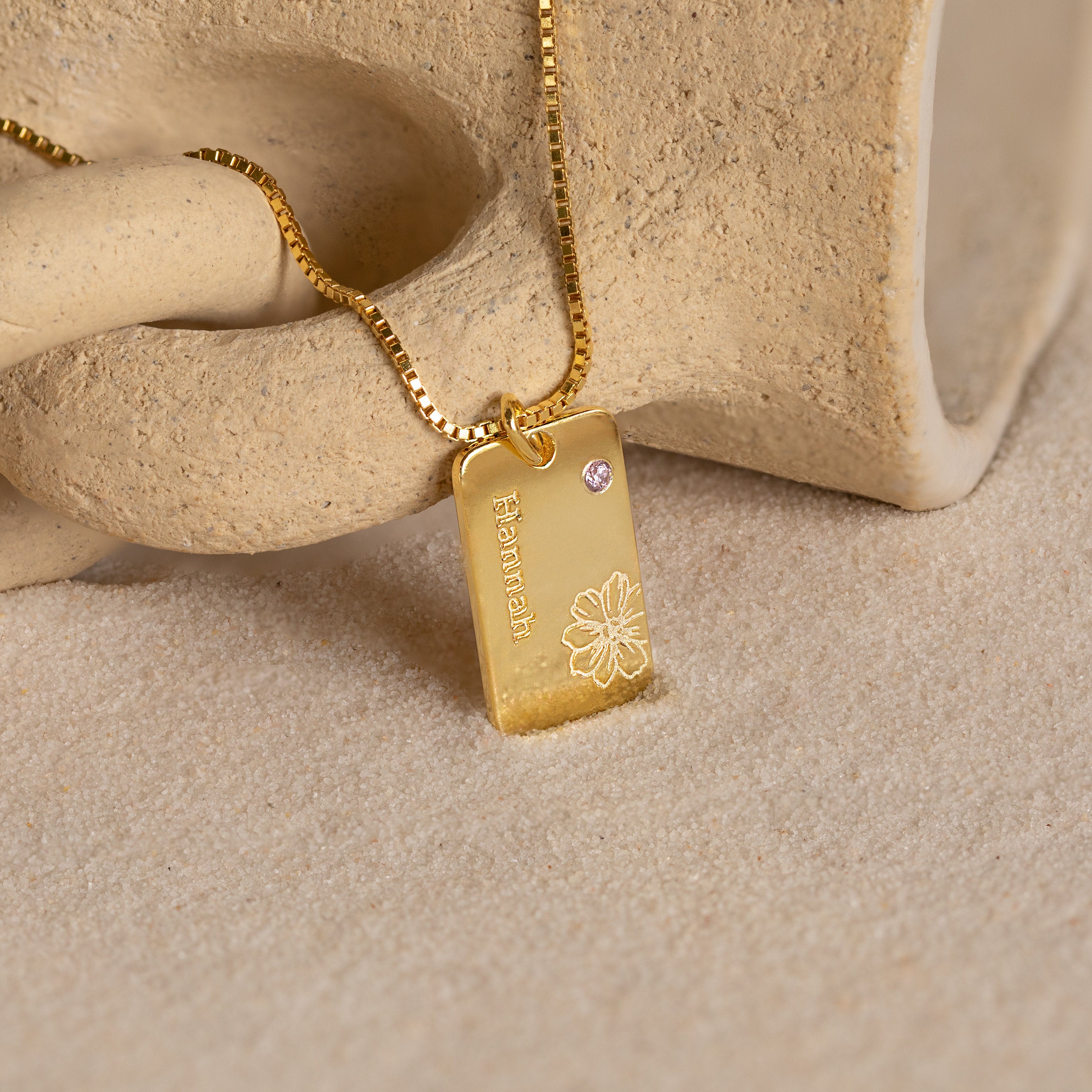 Engraved Couples Birthstone Necklace in 18k Gold Vermeil | My Name Necklace  Canada