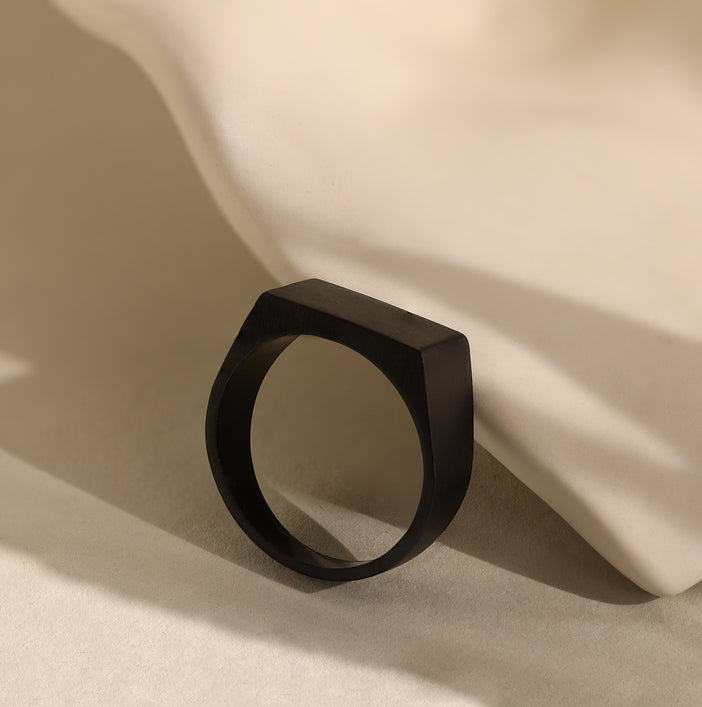 Men's Black Signet Ring