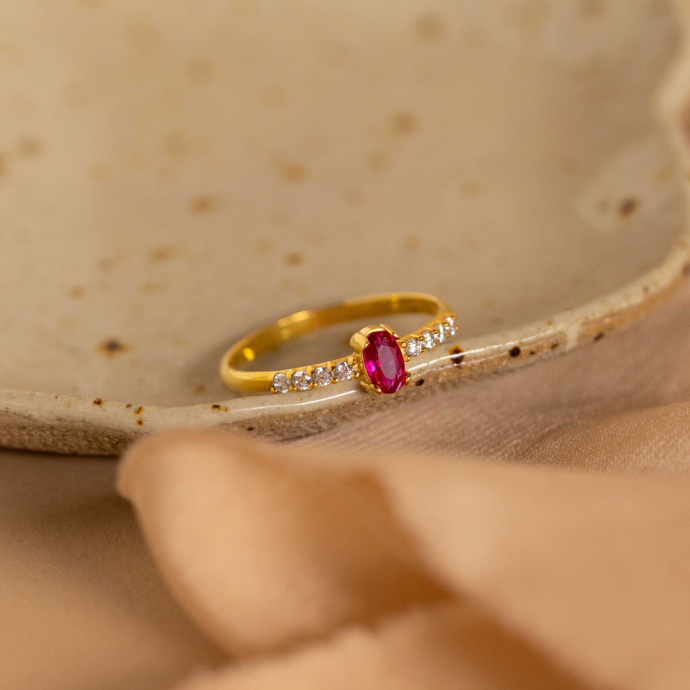 Pave Oval Birthstone Ring