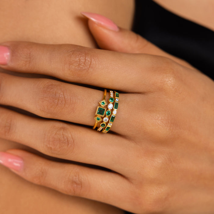 Emerald Stacking Ring Set