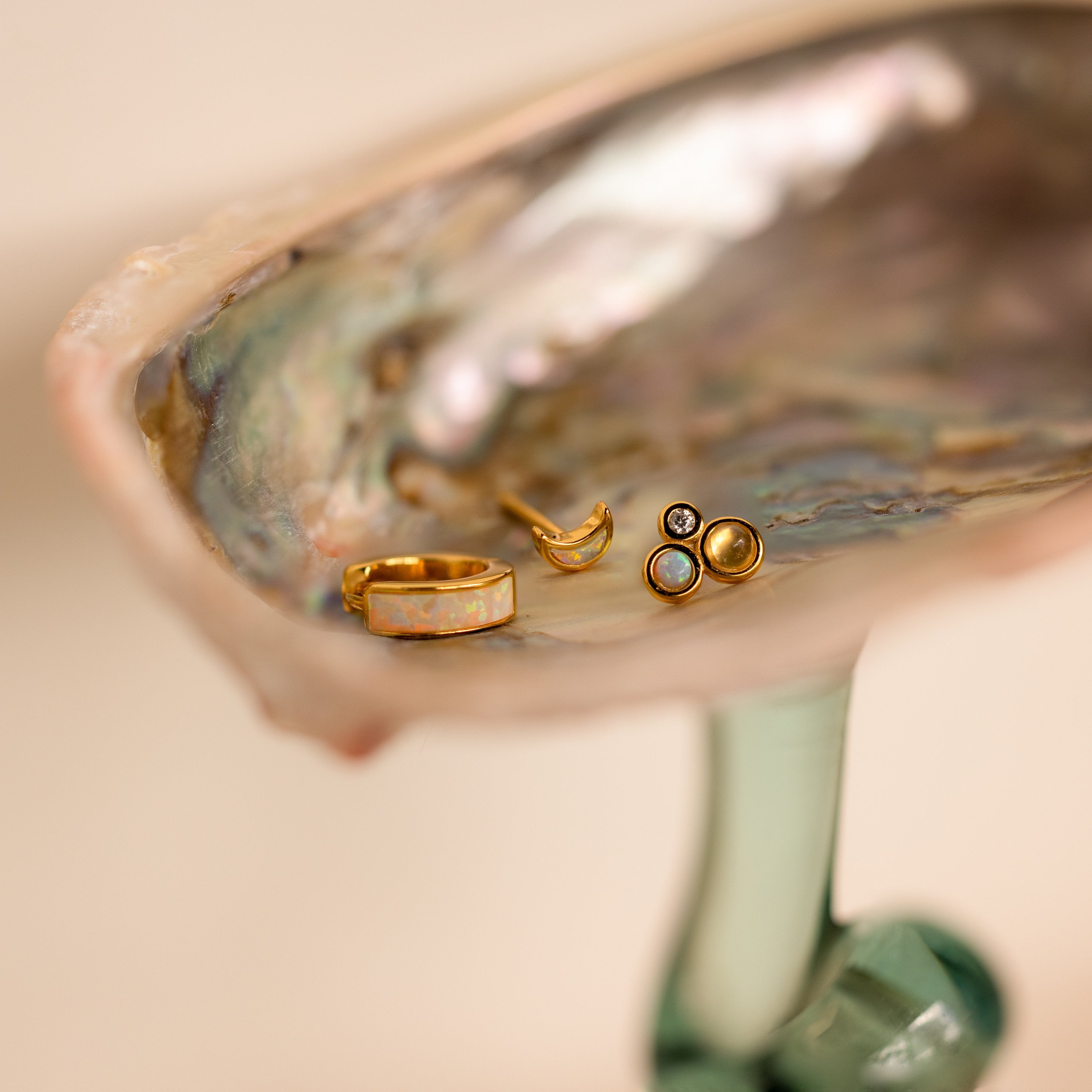 Opal Inlay Earrings Set