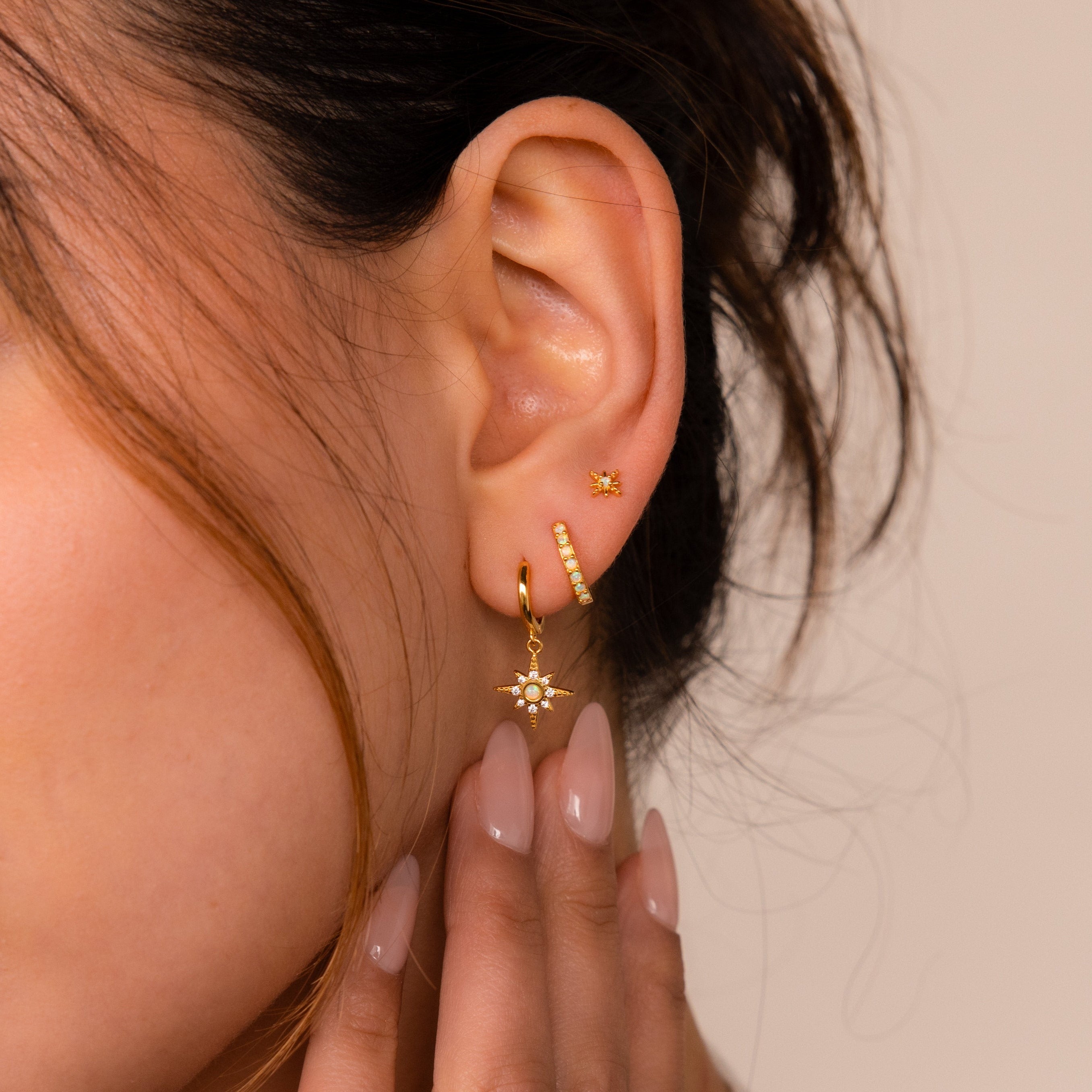 Opal Starburst Earrings Set Sterling Silver Single Set: Singles