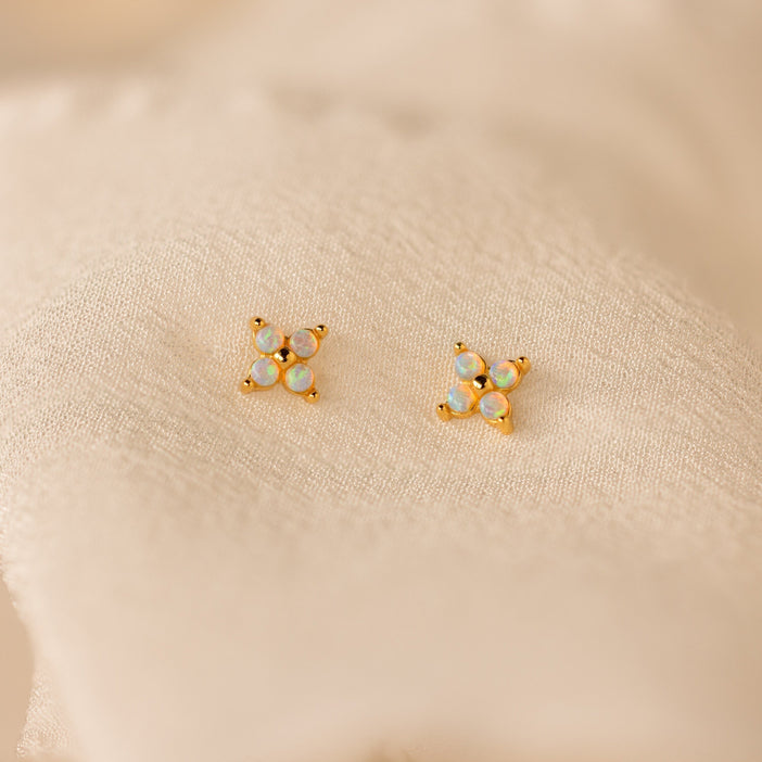 Dainty Opal Stud Earrings Set