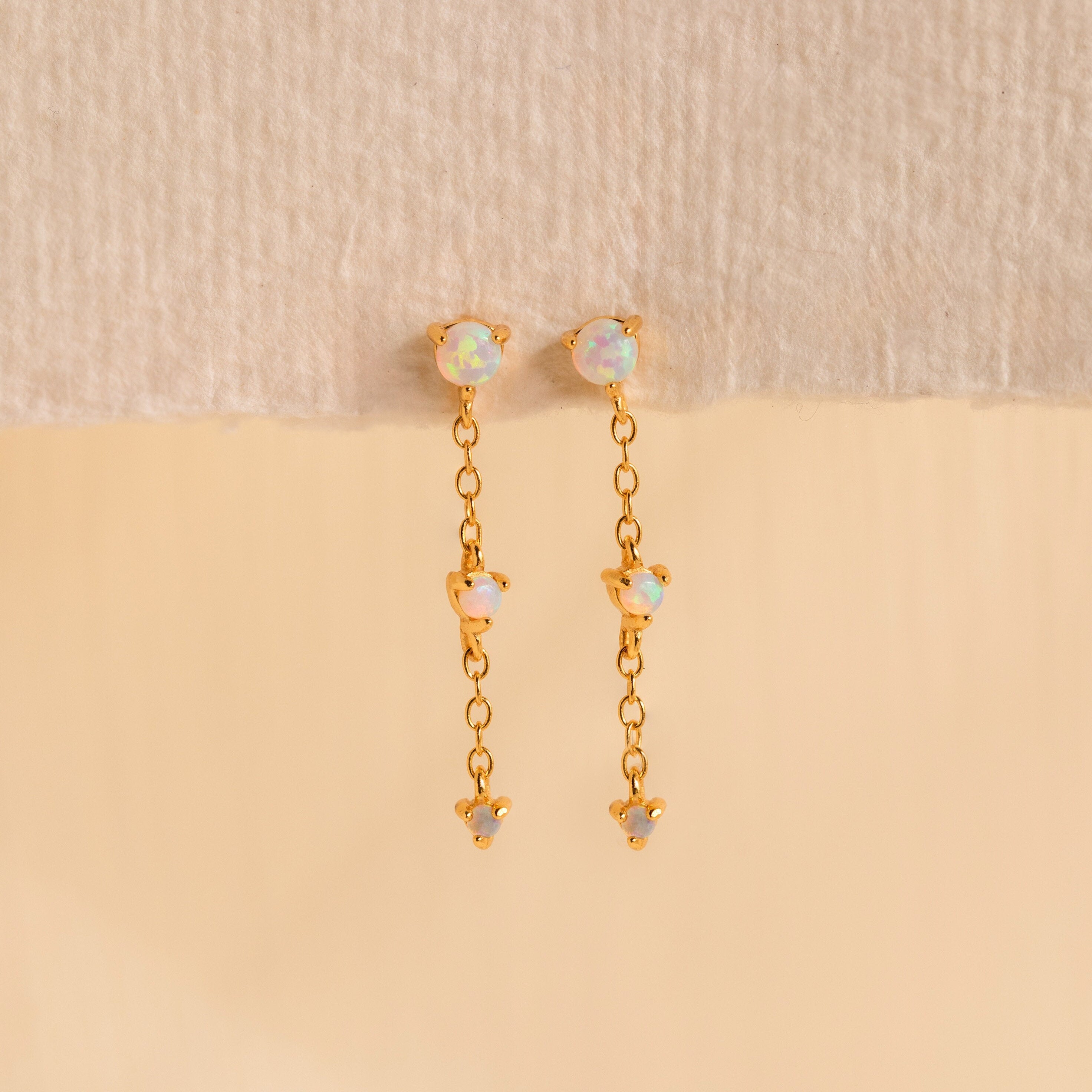 Opal Chain Drop Earrings