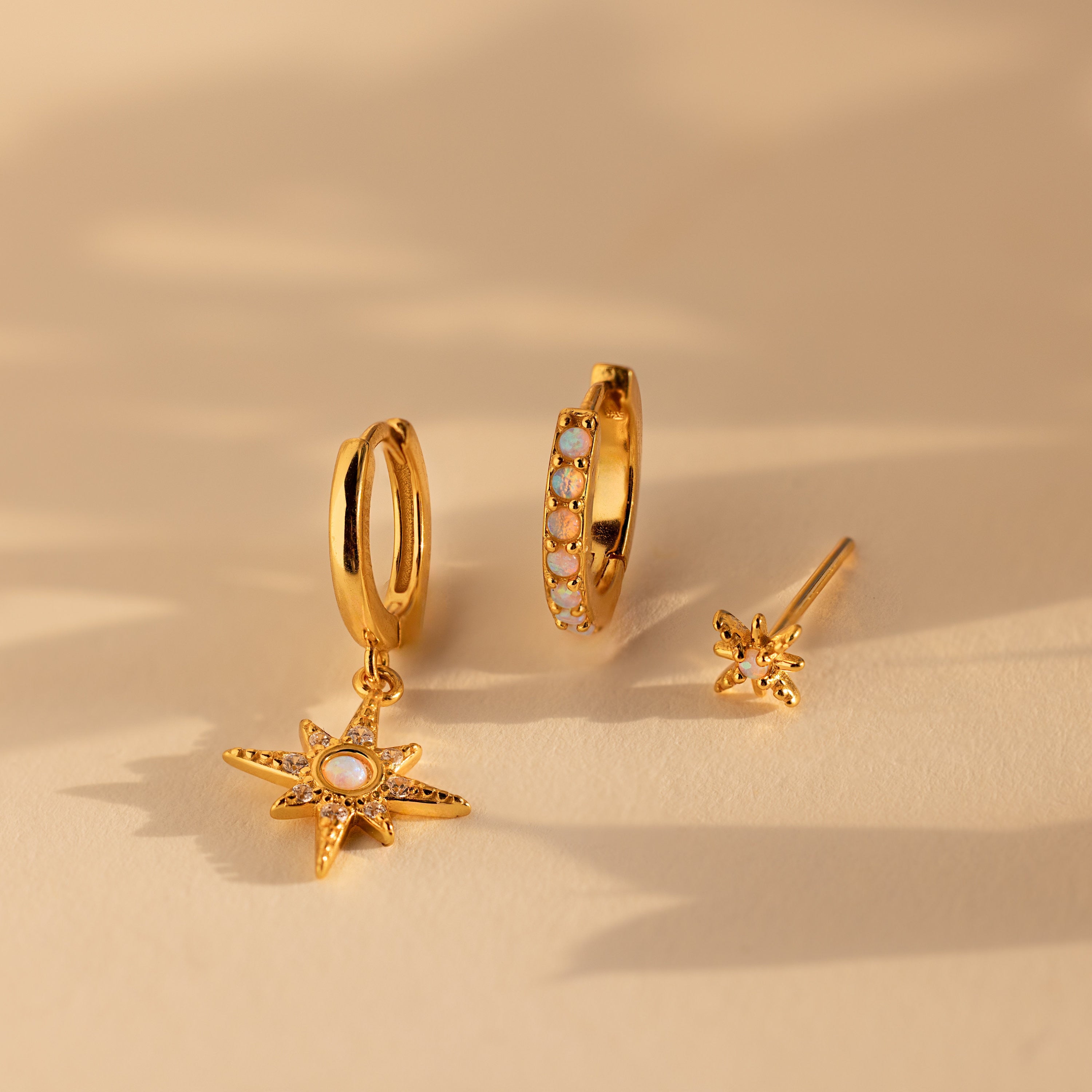 Opal Starburst Earrings Set