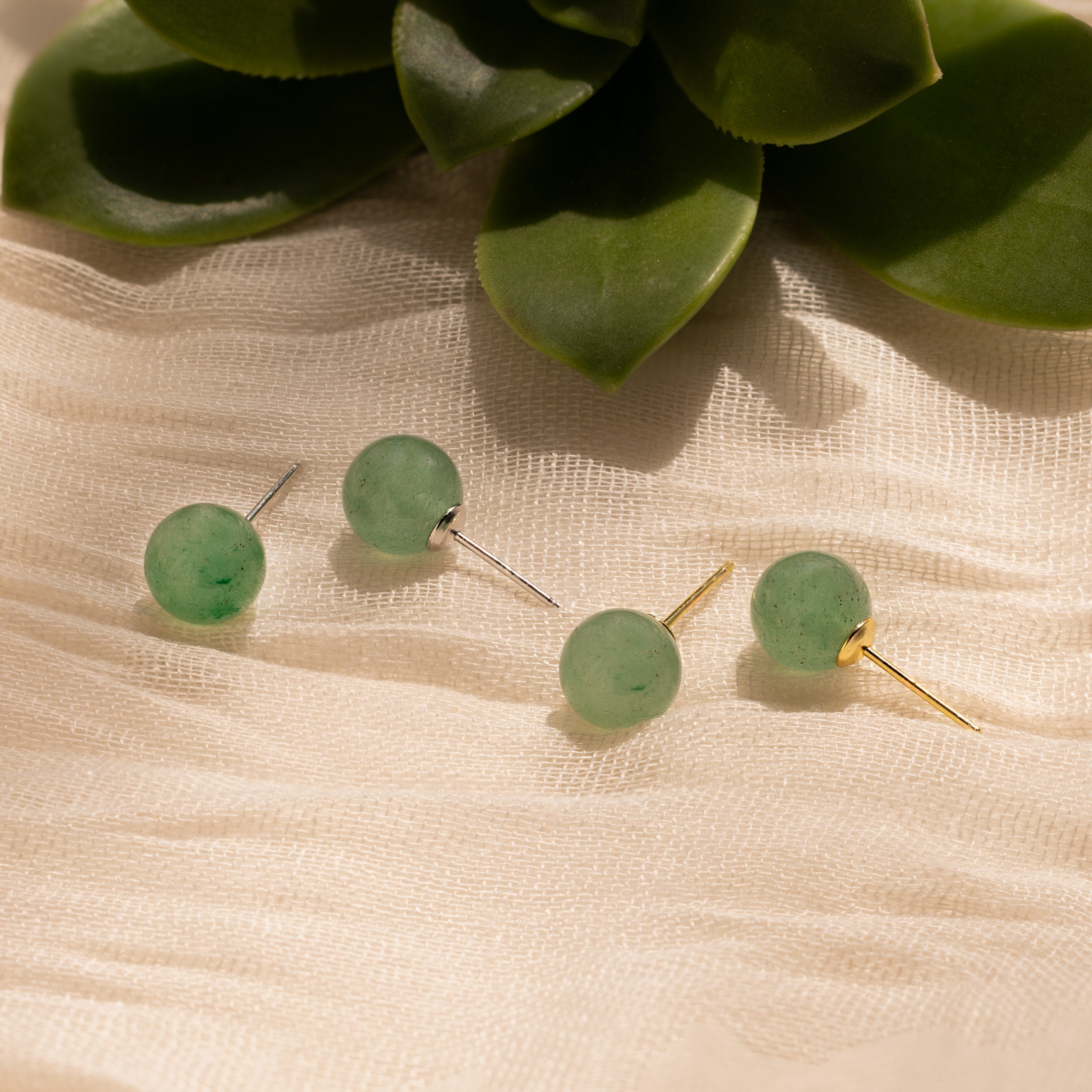 Jade Bead Studs-Earrings-Caitlyn Minimalist