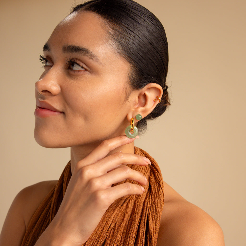Jade Bead Studs-Earrings-Caitlyn Minimalist