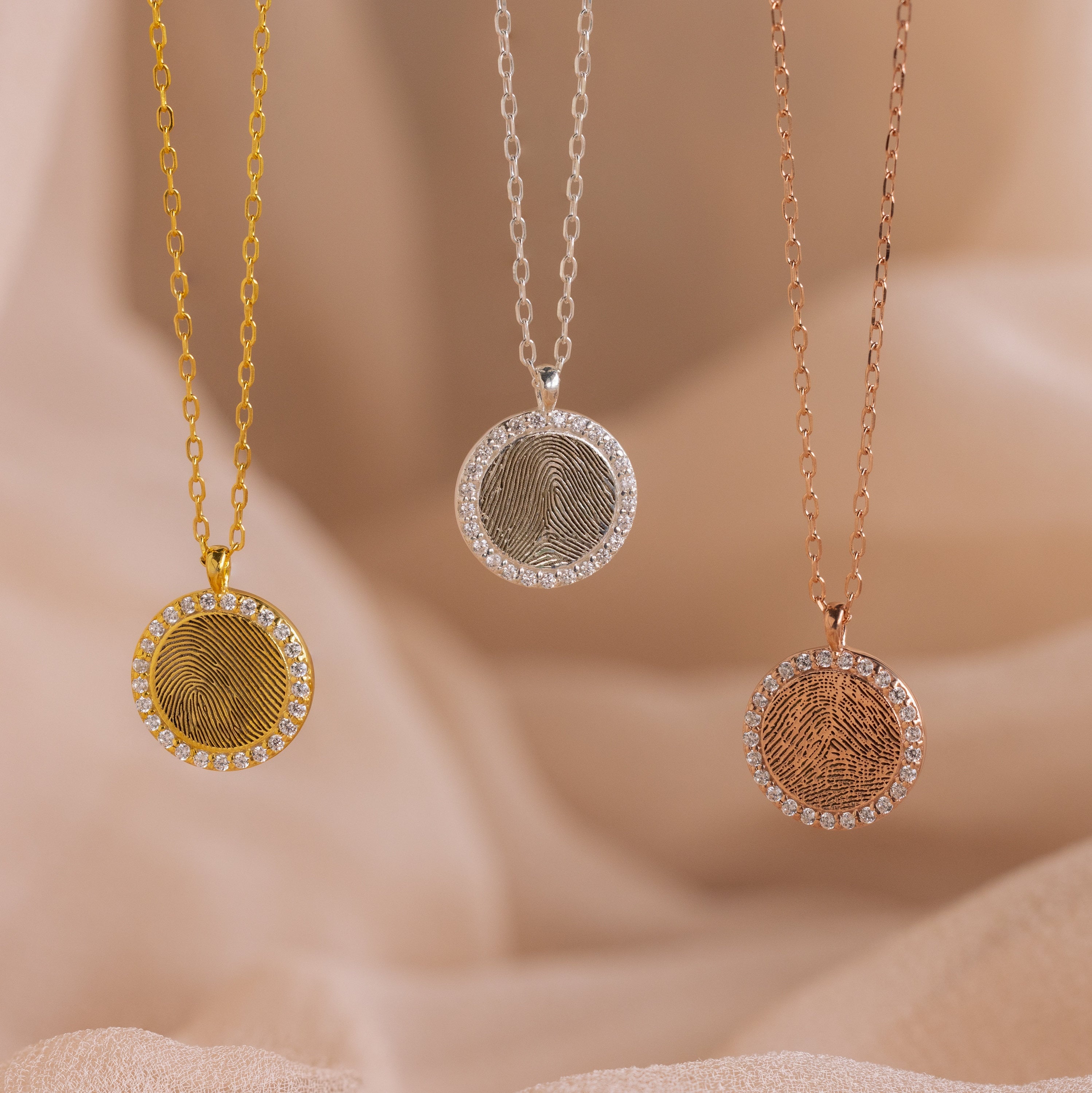 Fingerprint coin necklace Clearance