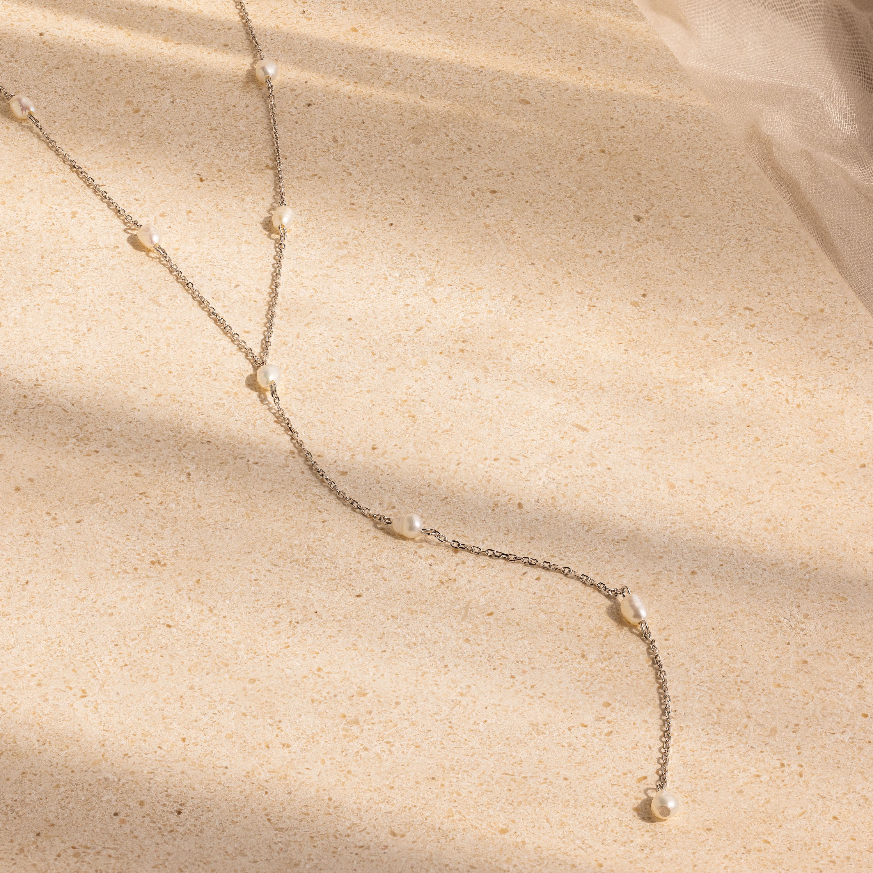 Pearl Station Lariat Necklace