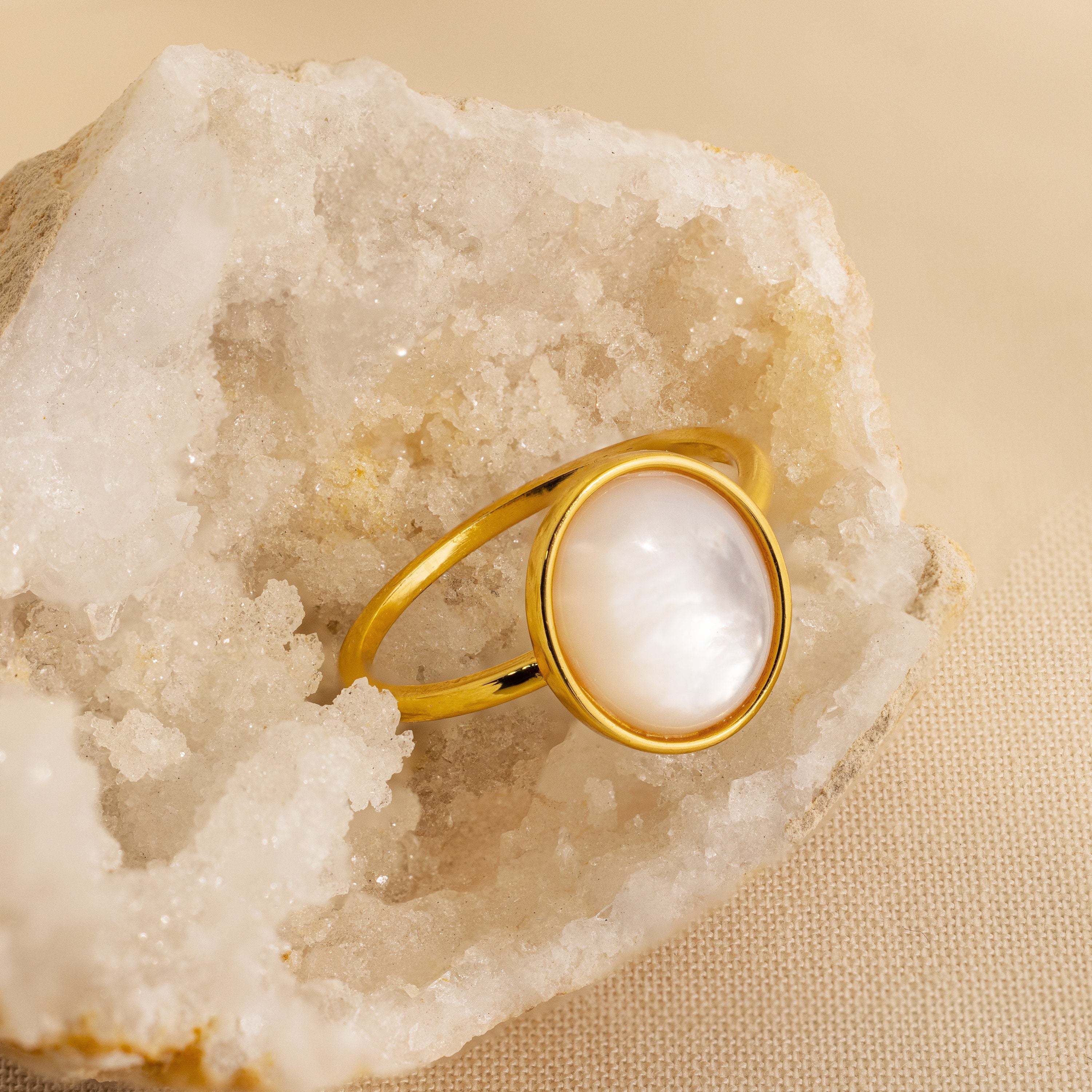 Mother of Pearl Signet Ring