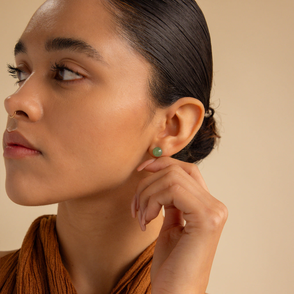 Jade Bead Studs-Earrings-Caitlyn Minimalist