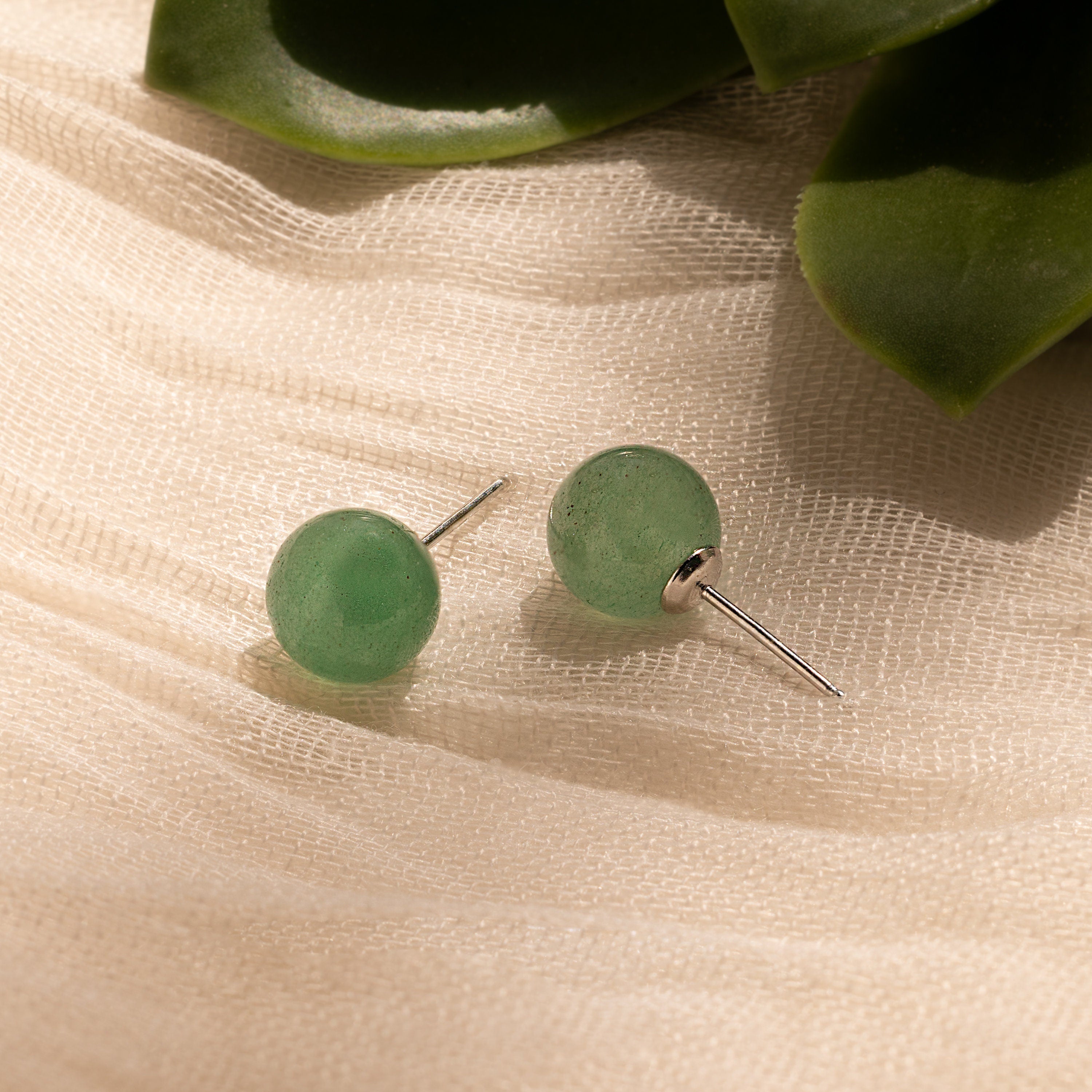 Jade Bead Studs-Earrings-Caitlyn Minimalist