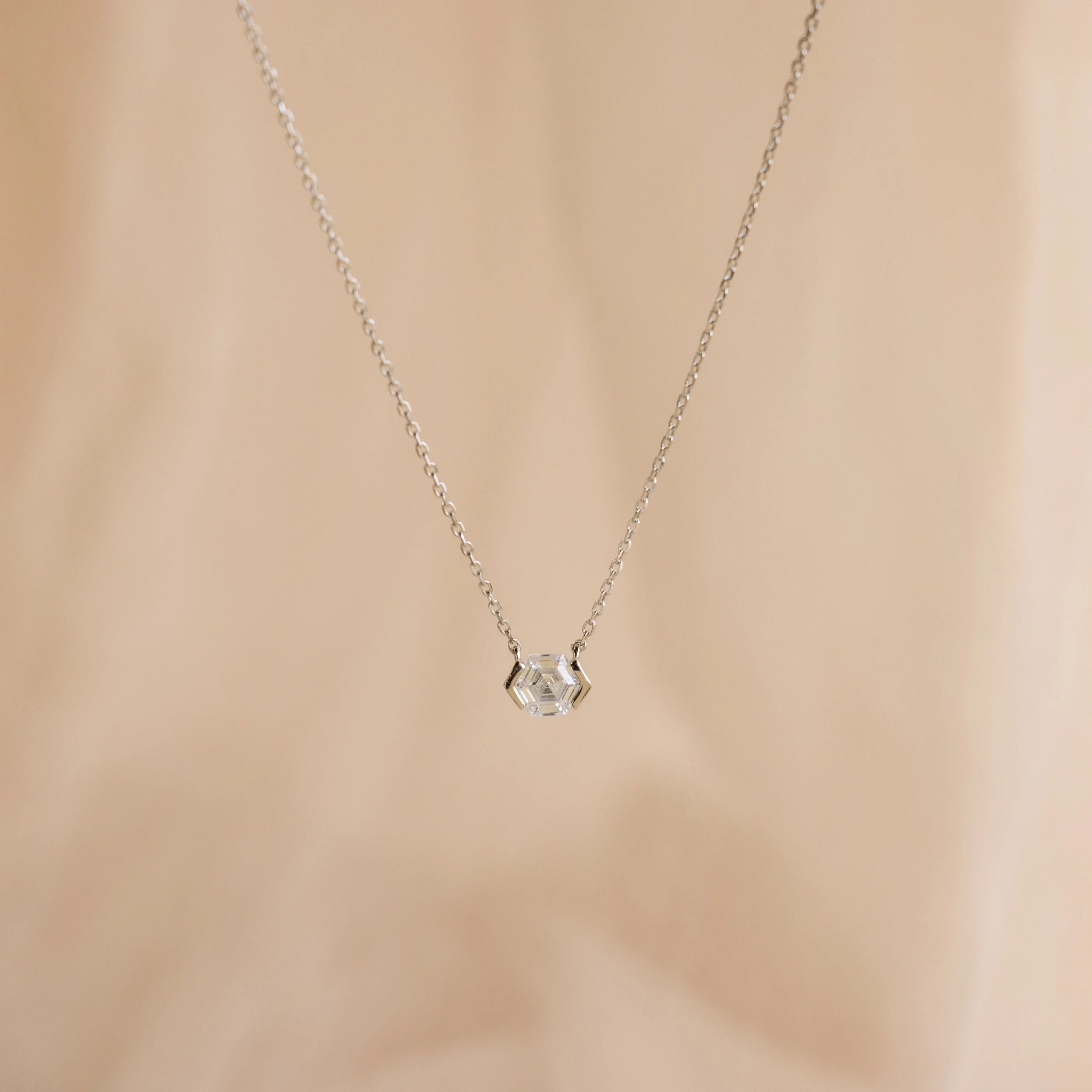Encased Hexagon Diamond Necklace