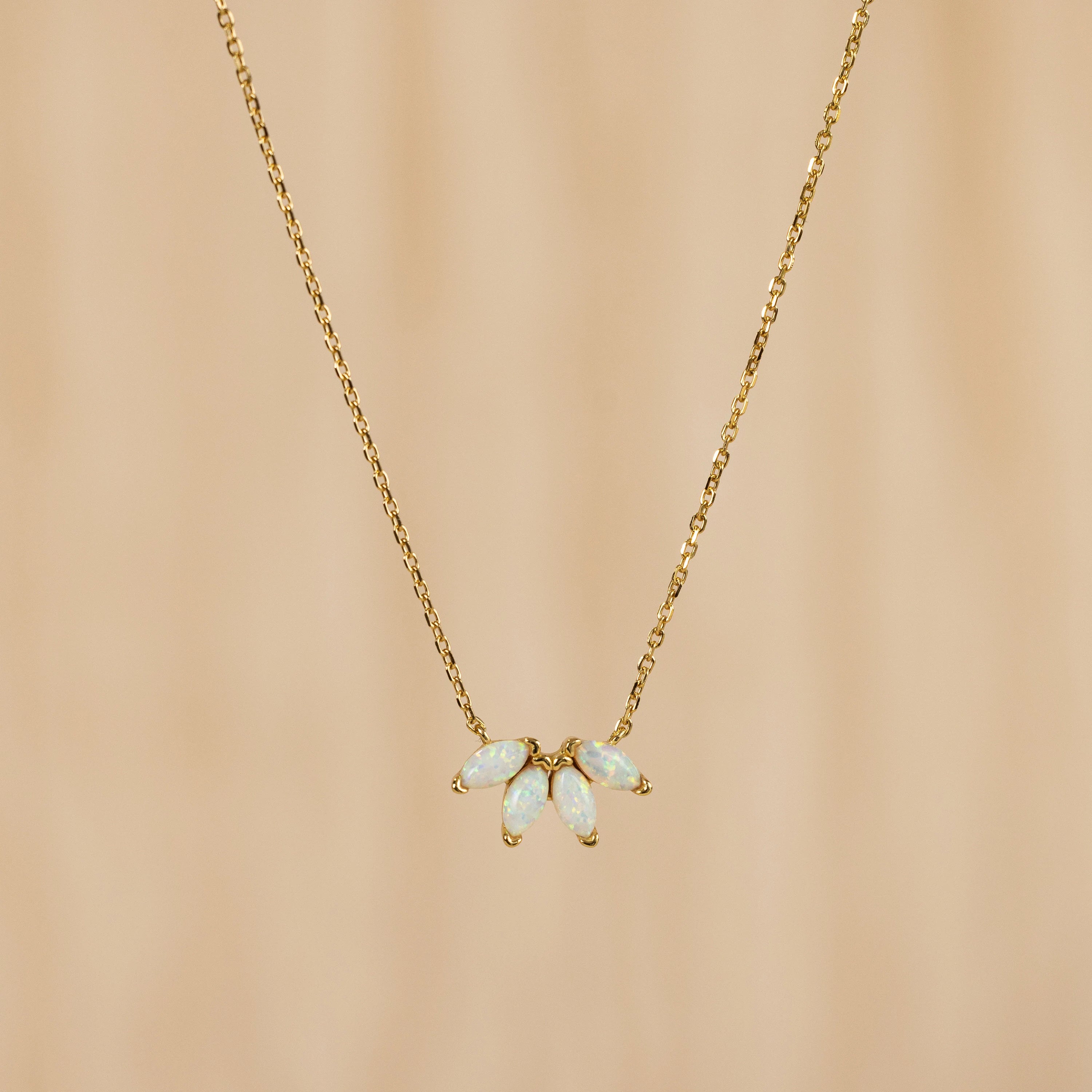 White Opal Marquise Necklace