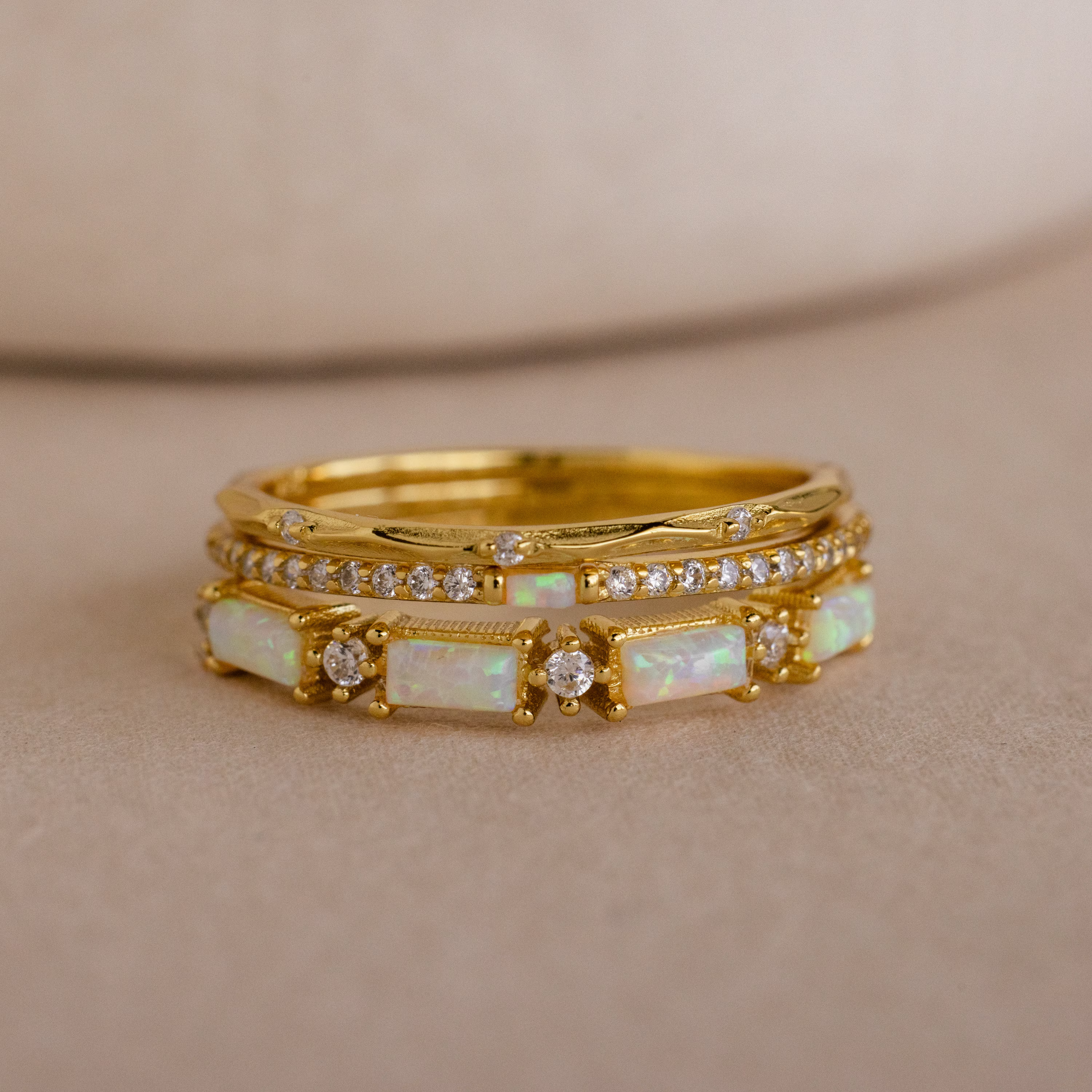 Pave Opal Ring Set