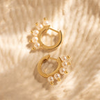 Beaded Pearl Huggies, these gold earrings blend modern style with timeless elegance, showcasing the beauty of pearl jewelry.