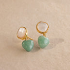 Jade Heart Drop Earrings-Earrings-Caitlyn Minimalist