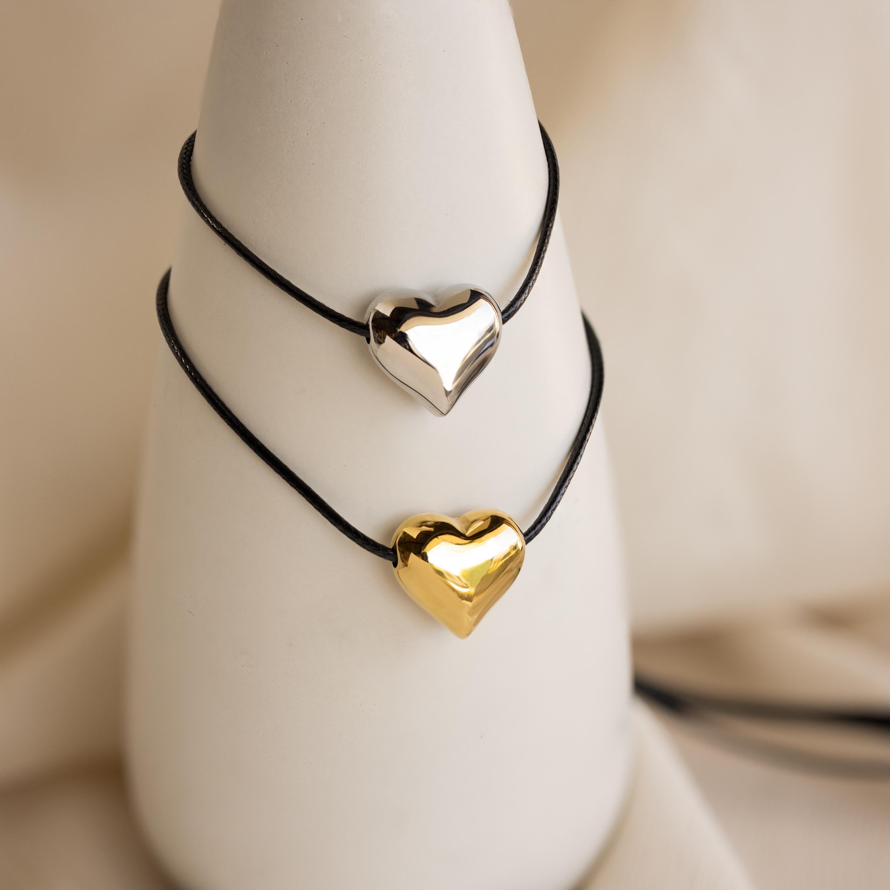 Chunky Puff Heart Necklace Sterling Silver - Main Image