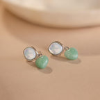 Jade Heart Drop Earrings-Earrings-Caitlyn Minimalist