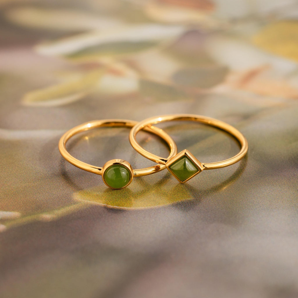 Dainty Jade Ring Set • RR150-Rings-Caitlyn Minimalist
