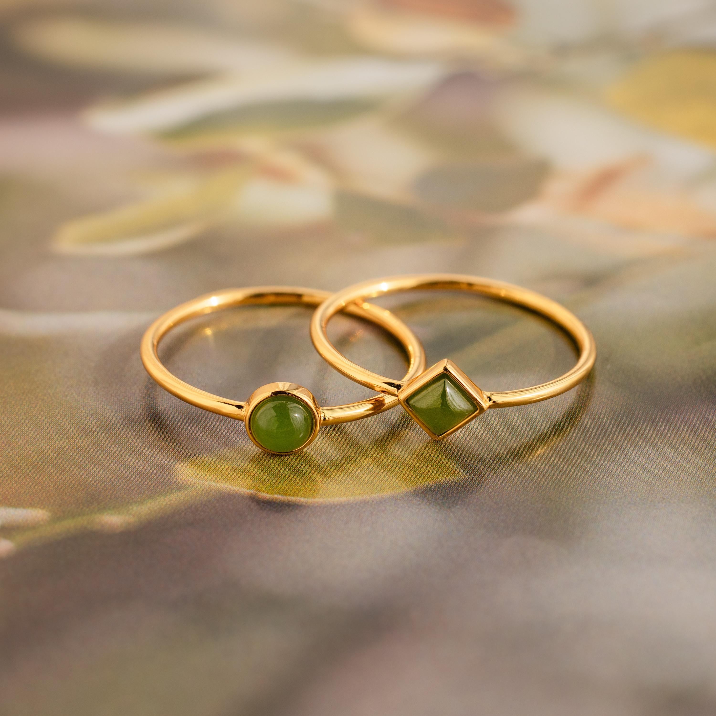 Dainty Jade Ring Set • RR150-Rings-Caitlyn Minimalist