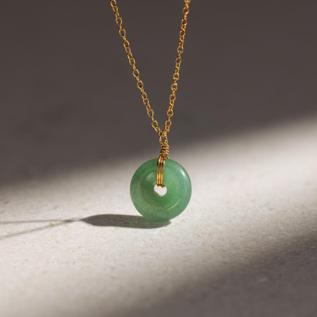 Round Jade Pendant Necklace-Necklaces-Caitlyn Minimalist