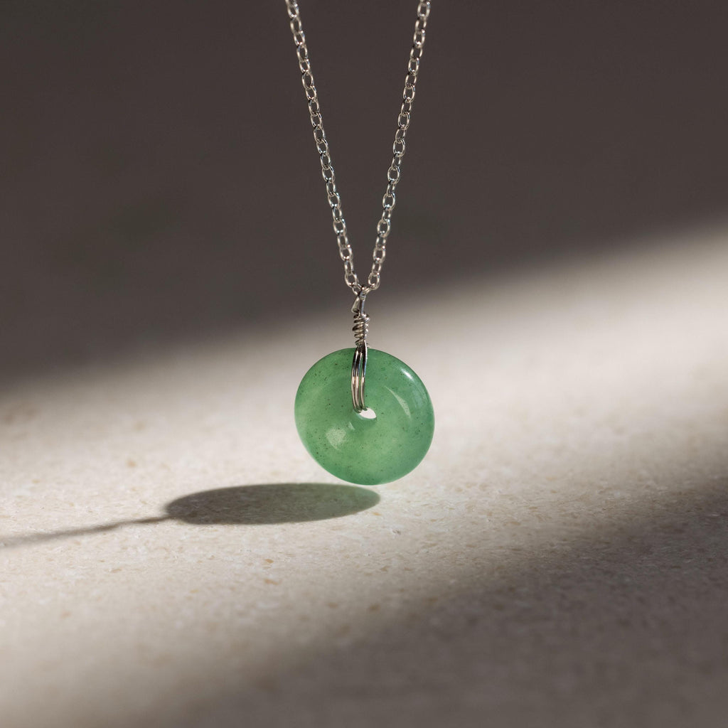 Round Jade Pendant Necklace-Necklaces-Caitlyn Minimalist