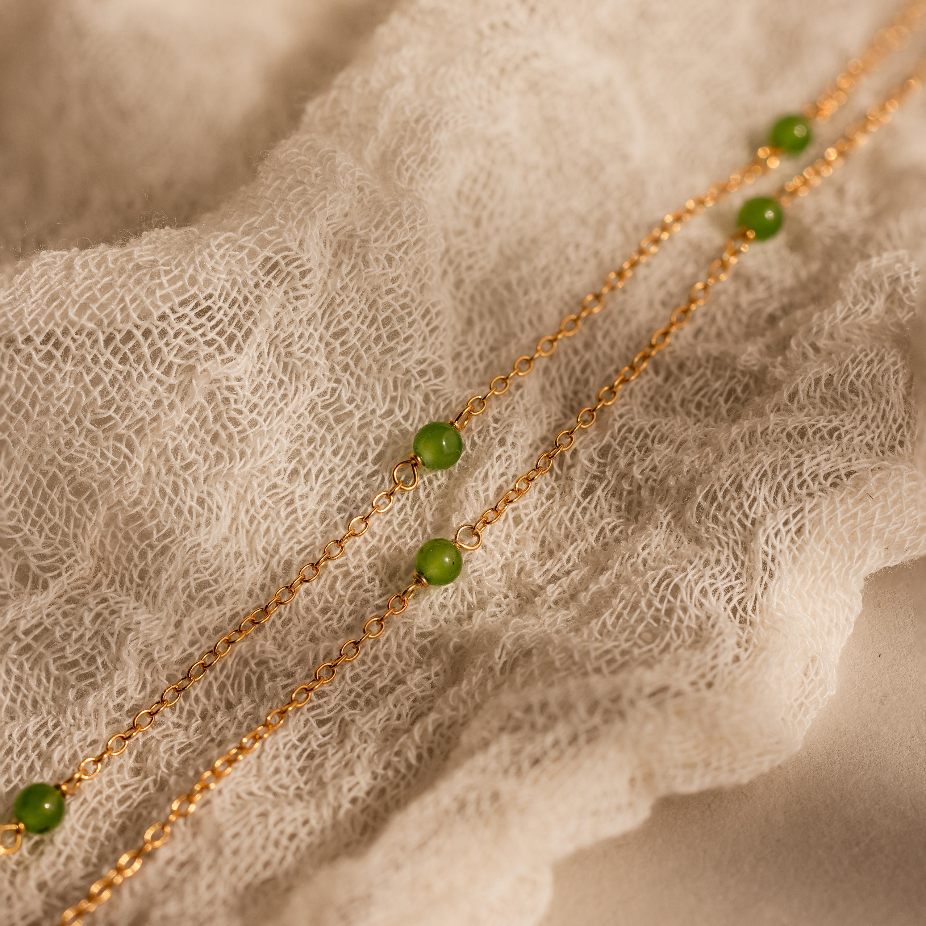 Dainty Jade Station Necklace-Necklaces-Caitlyn Minimalist