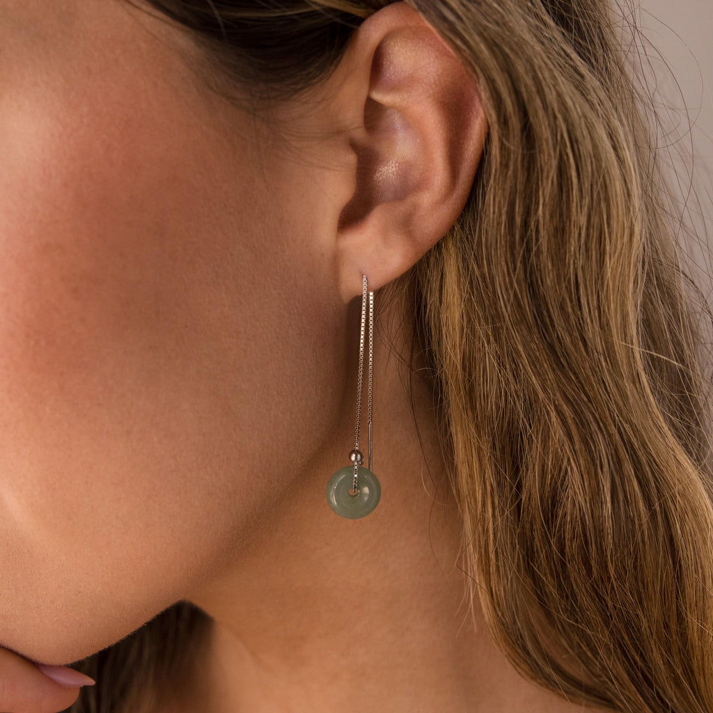 Jade Threader Earrings-Earrings-Caitlyn Minimalist