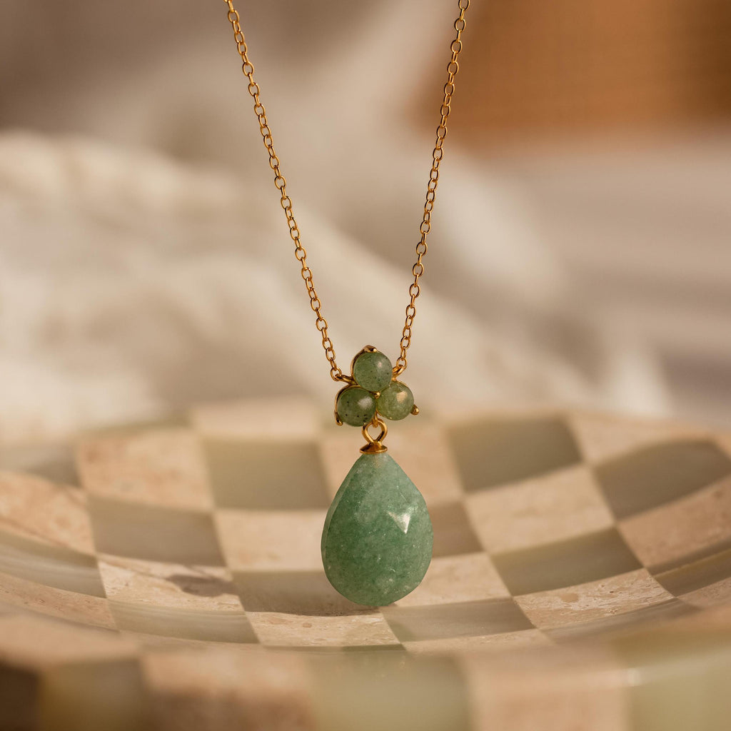 Jade Teardrop Necklace-Necklaces-Caitlyn Minimalist