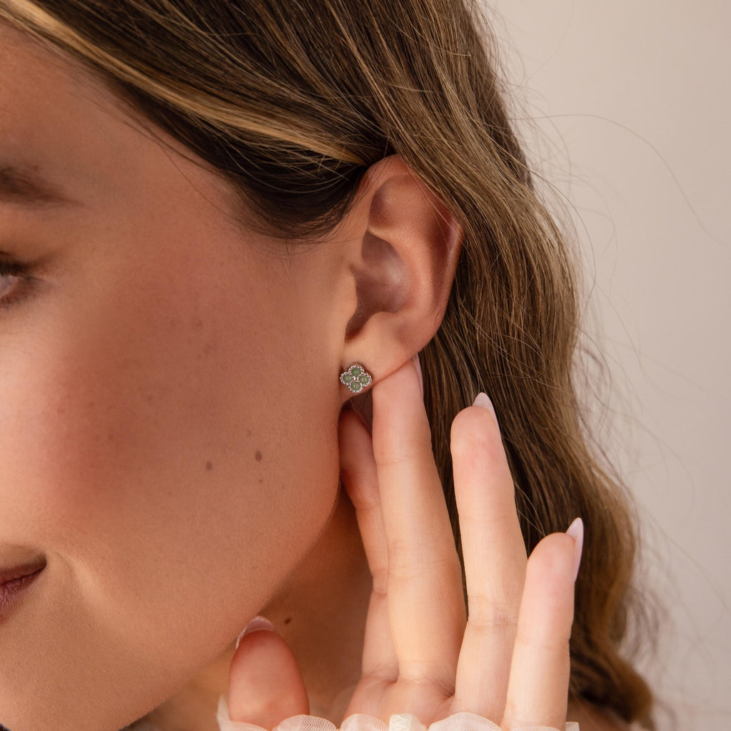 Jade Clover Studs-Earrings-Caitlyn Minimalist