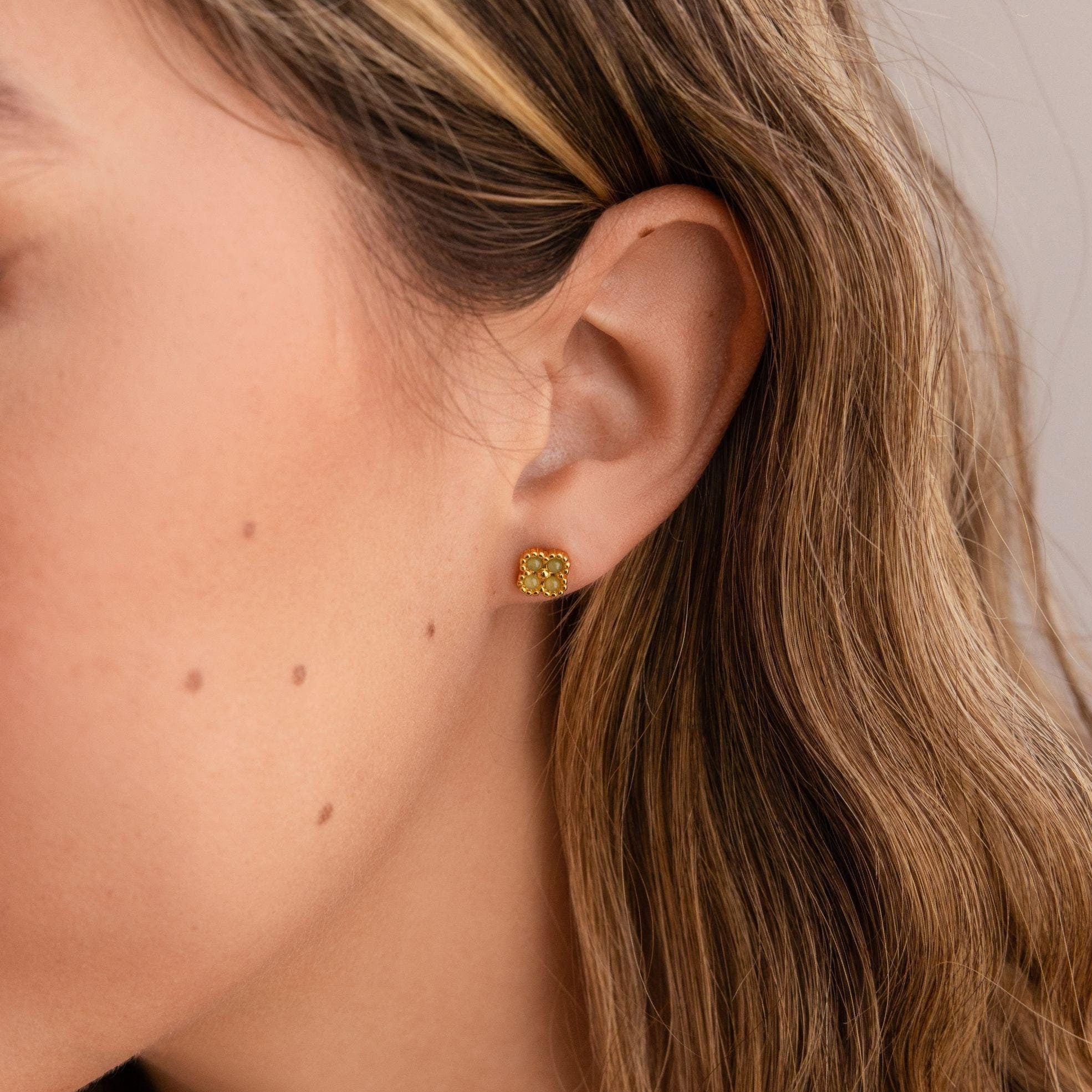 Jade Clover Studs-Earrings-Caitlyn Minimalist