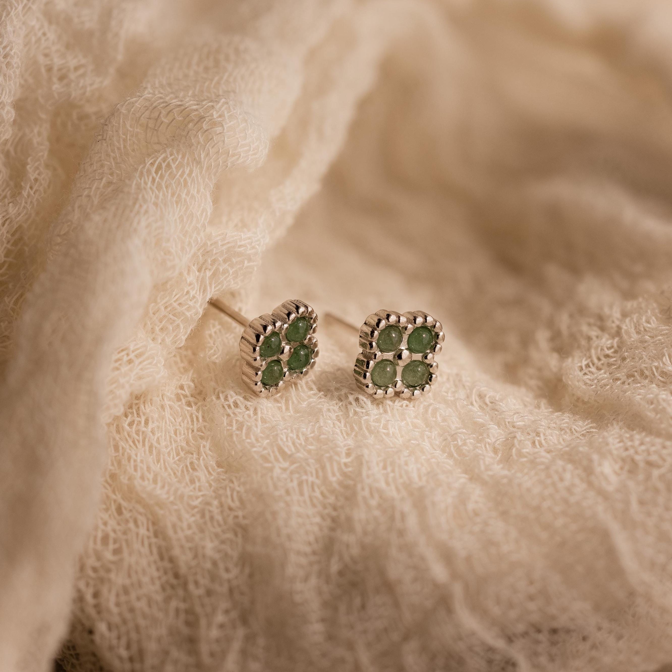 Jade Clover Studs-Earrings-Caitlyn Minimalist