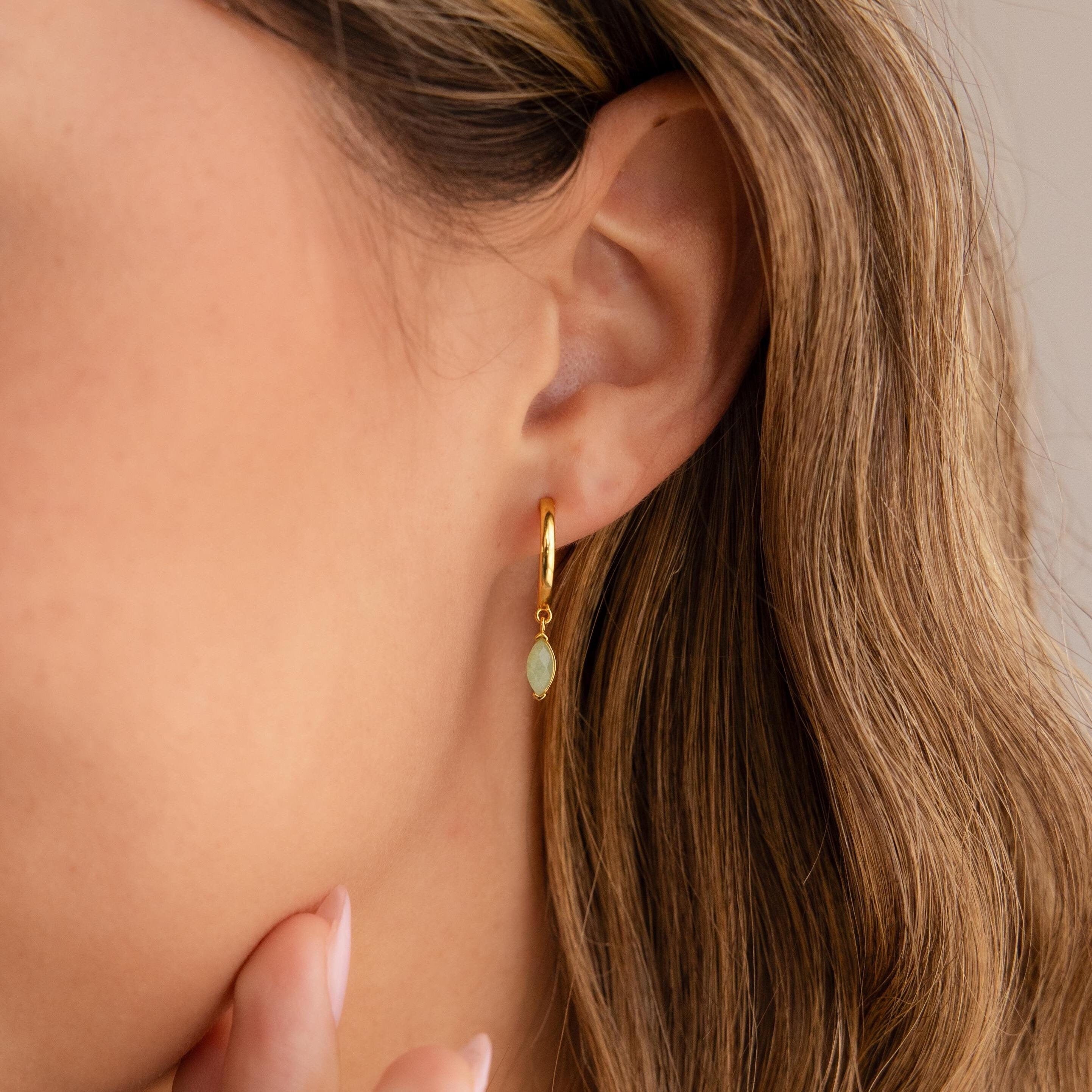 Jade Marquise Huggies-Earrings-Caitlyn Minimalist
