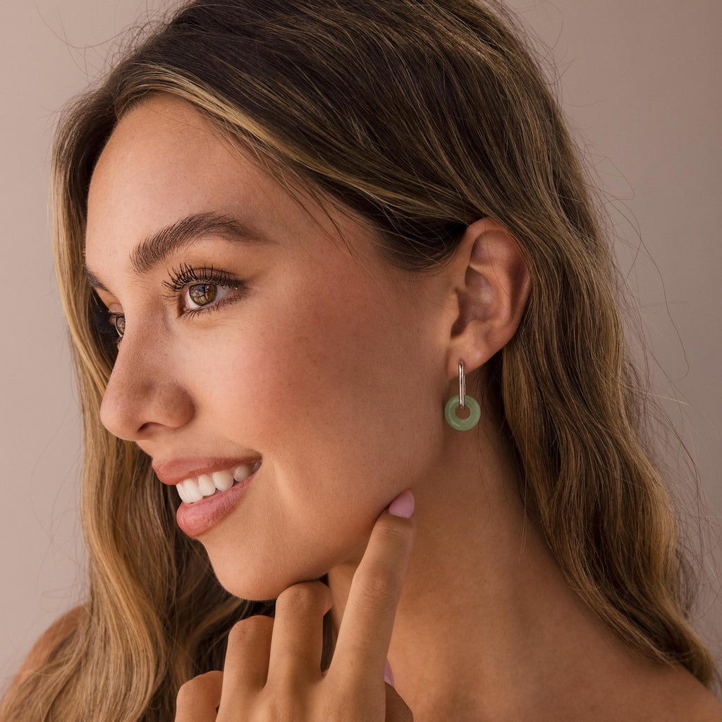 Jade Link Hoops-Earrings-Caitlyn Minimalist