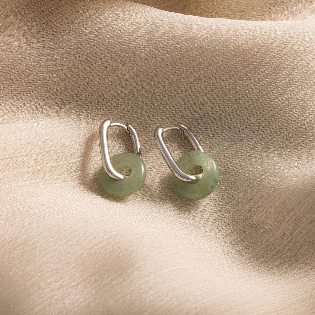 Jade Link Hoops-Earrings-Caitlyn Minimalist