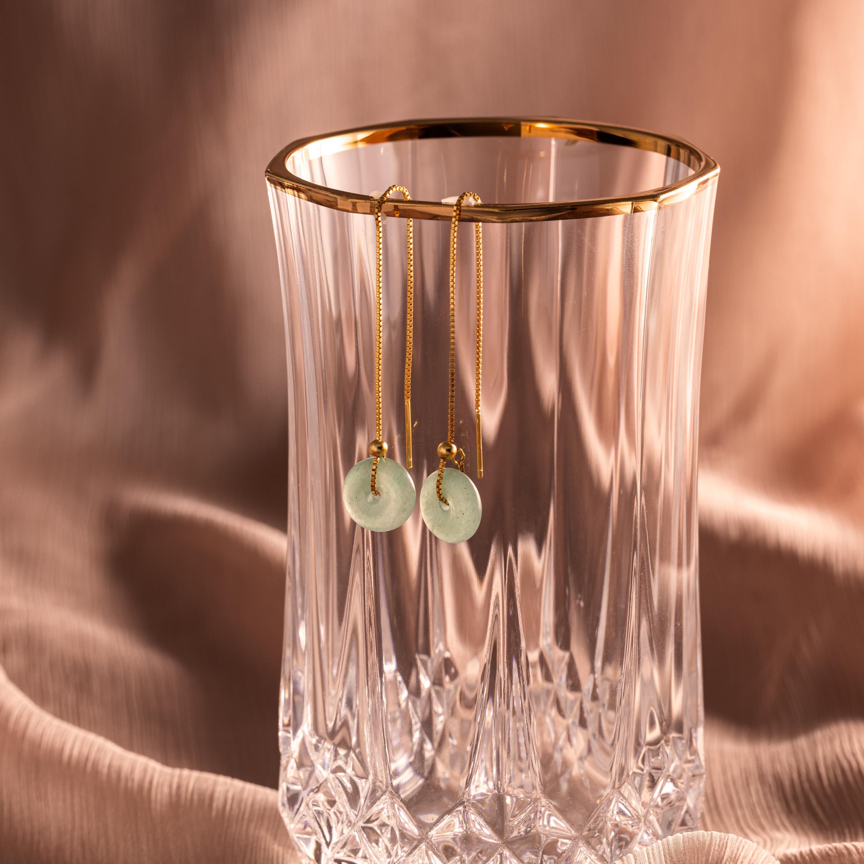 Jade Threader Earrings-Earrings-Caitlyn Minimalist
