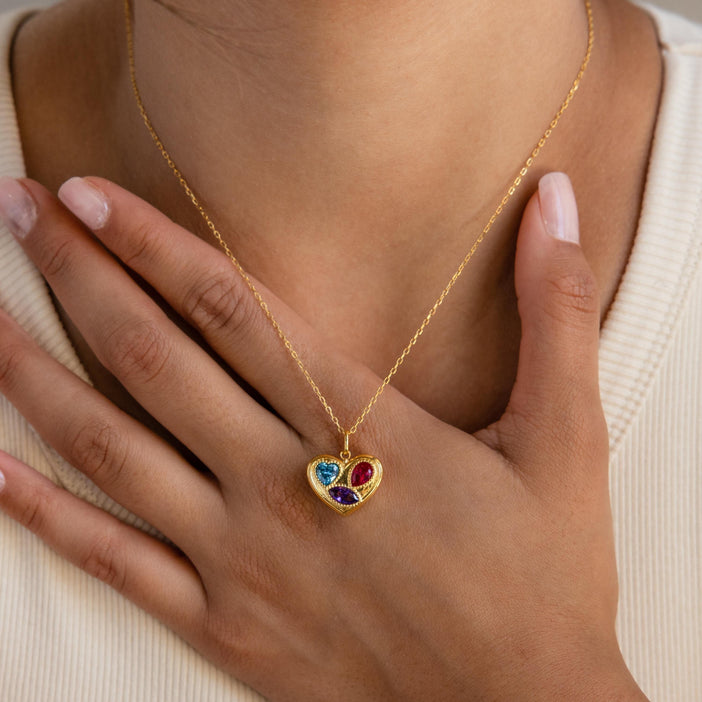 Mixed Birthstone Heart Necklace