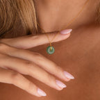 Round Jade Pendant Necklace-Necklaces-Caitlyn Minimalist