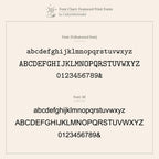 View a font chart featuring two serif fonts—each with uppercase, lowercase, and numbers—designed to help you personalize your Engraved Tiny Name Ring or other minimal jewelry pieces.