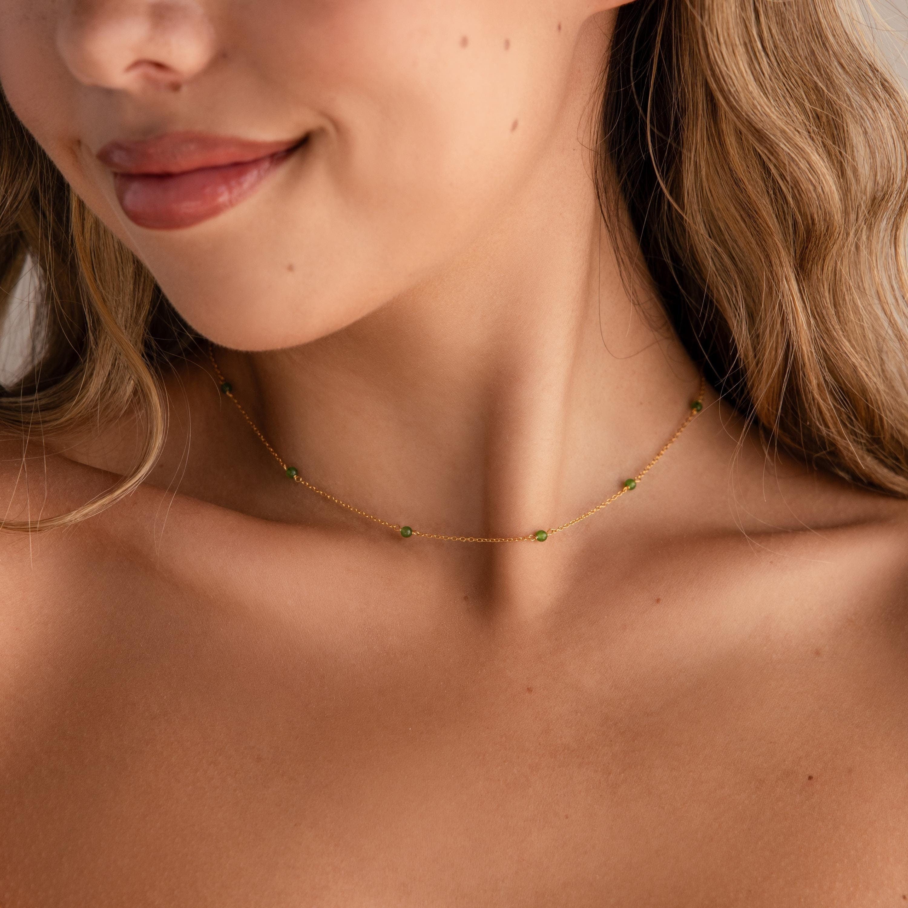 Dainty Jade Station Necklace