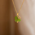 Pave Jade Clover Necklace-Necklaces-Caitlyn Minimalist