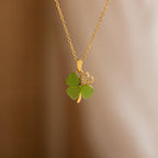 Pave Jade Clover Necklace-Necklaces-Caitlyn Minimalist