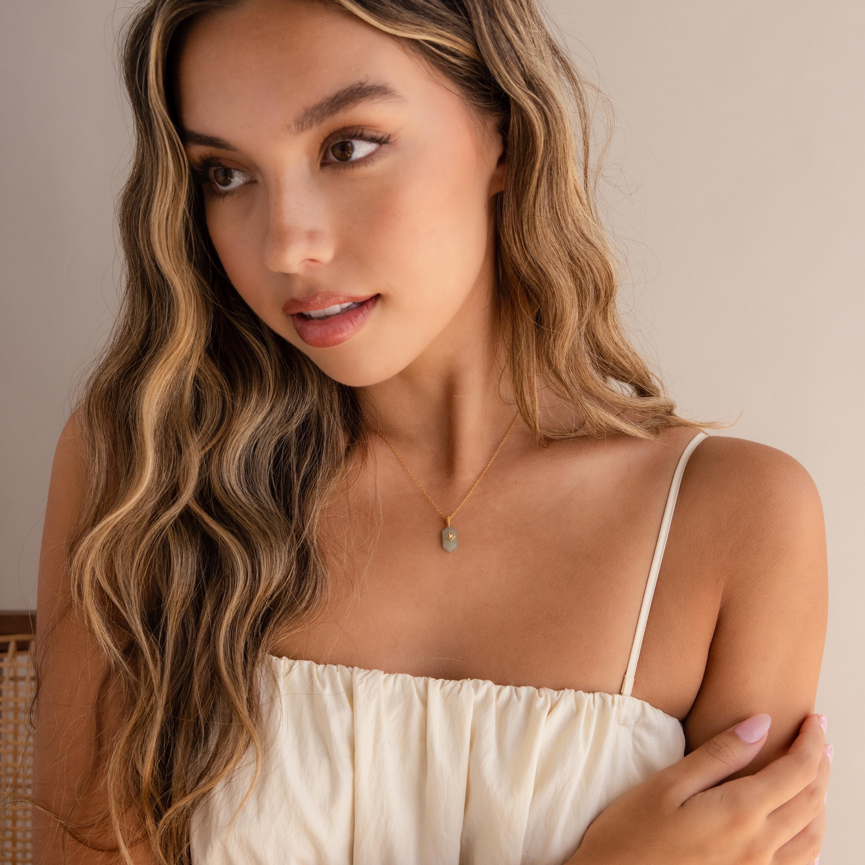 Jade Prism Necklace-Necklaces-Caitlyn Minimalist